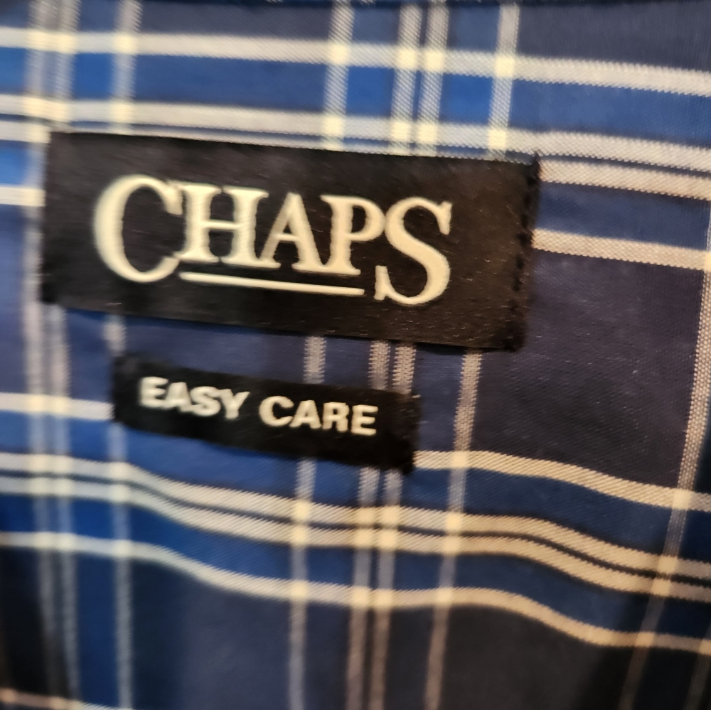 NWT CHAPS size Large. Easy care easy wear. Blue plaid. - Picture 3 of 6